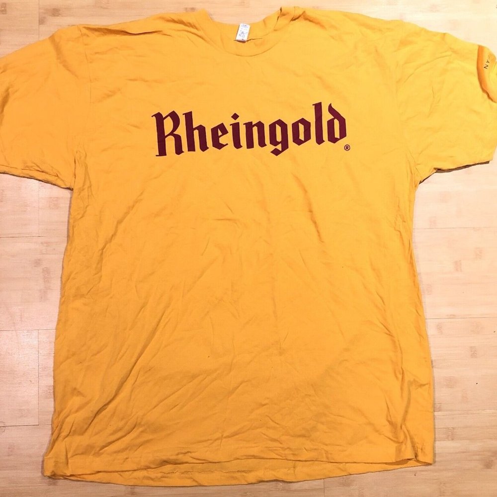 NEW! Retro Vintage Rheingold Beer Classic NY Mustard Yellow T-Shirt Men’s XL